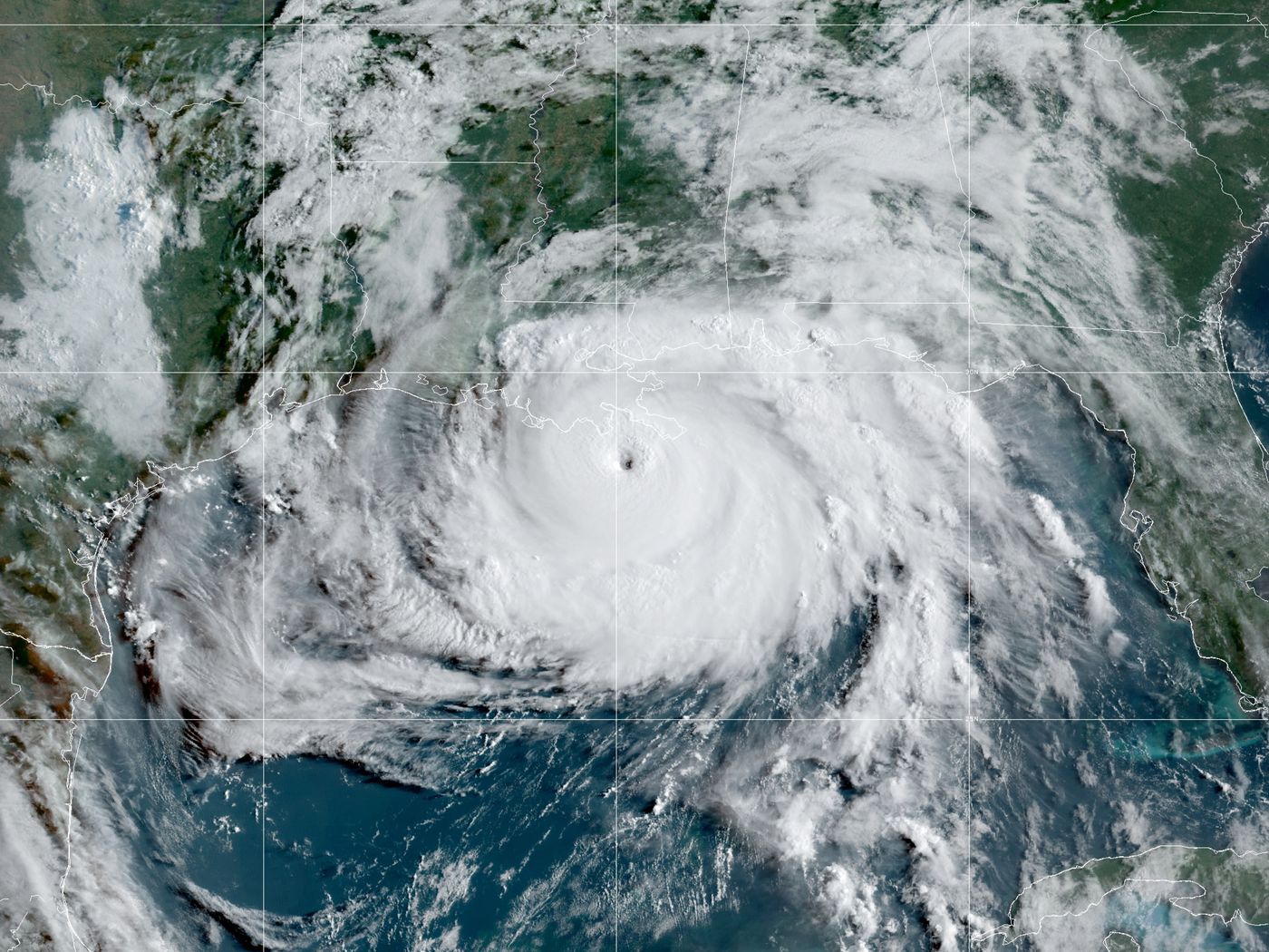 Satellite telemetry featuring hurricane Ida in the Gulf of Mexico as it made landfall